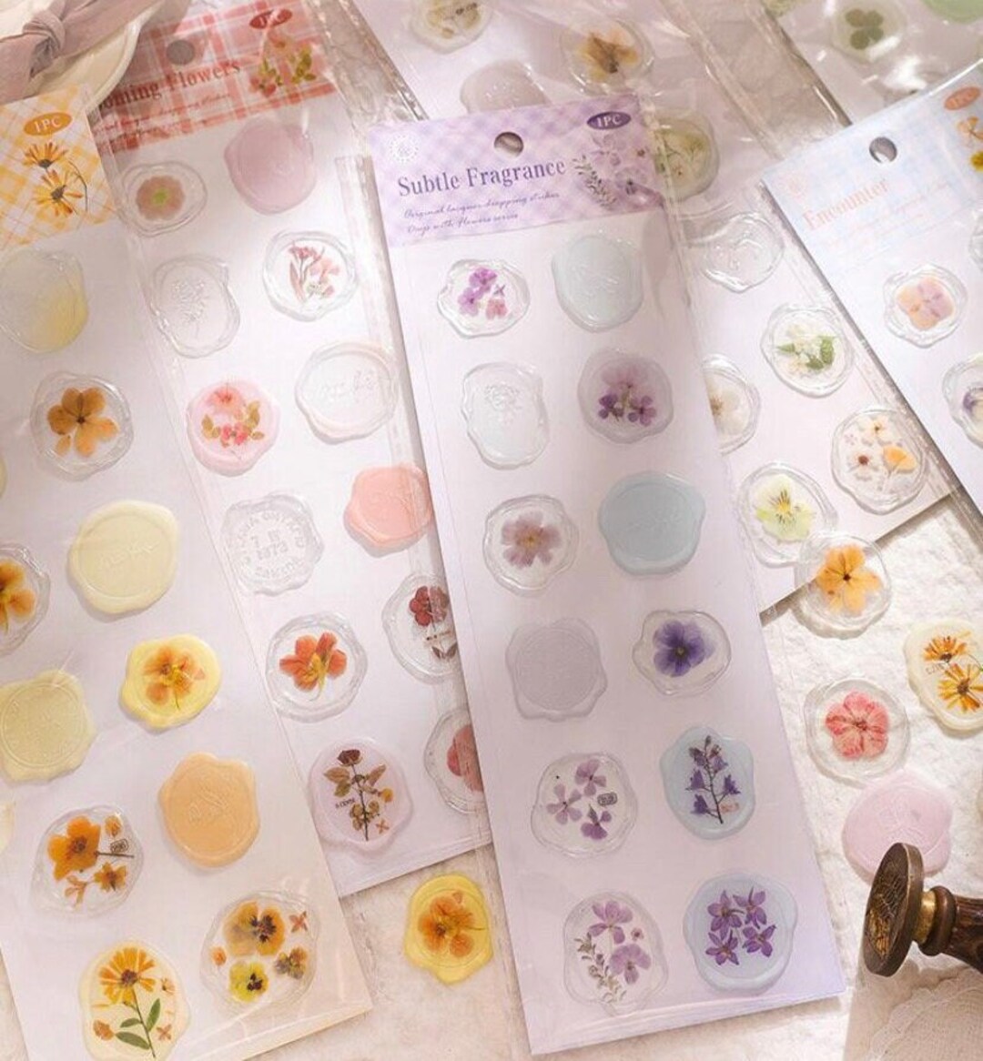 12 Flower Wax Seal Stickers, Envelope Sealing Stickers Sealant Stickers