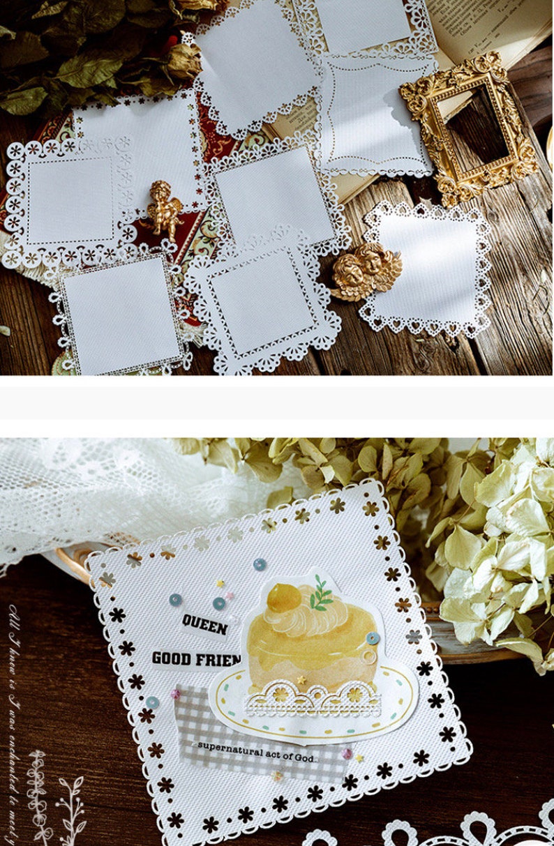 Puede incluir: Doilies de papel blanco con intrincados dise&ntilde;os de encaje. Los doilies son cuadrados y tienen un aspecto delicado y femenino. Son perfectos para agregar un toque de elegancia a cualquier proyecto artesanal.