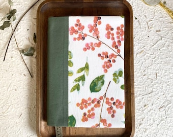 Red Fruit Fabric Book Sleeve: Nature Style A5 Journal Cover