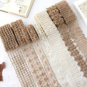 Stoffspitze, Spitzenbesatz, 2 m Spitze, Ephemera Leinenfaden, Junk Journal Kit, Bastelbedarf für Junk Journal, Scrapbooking