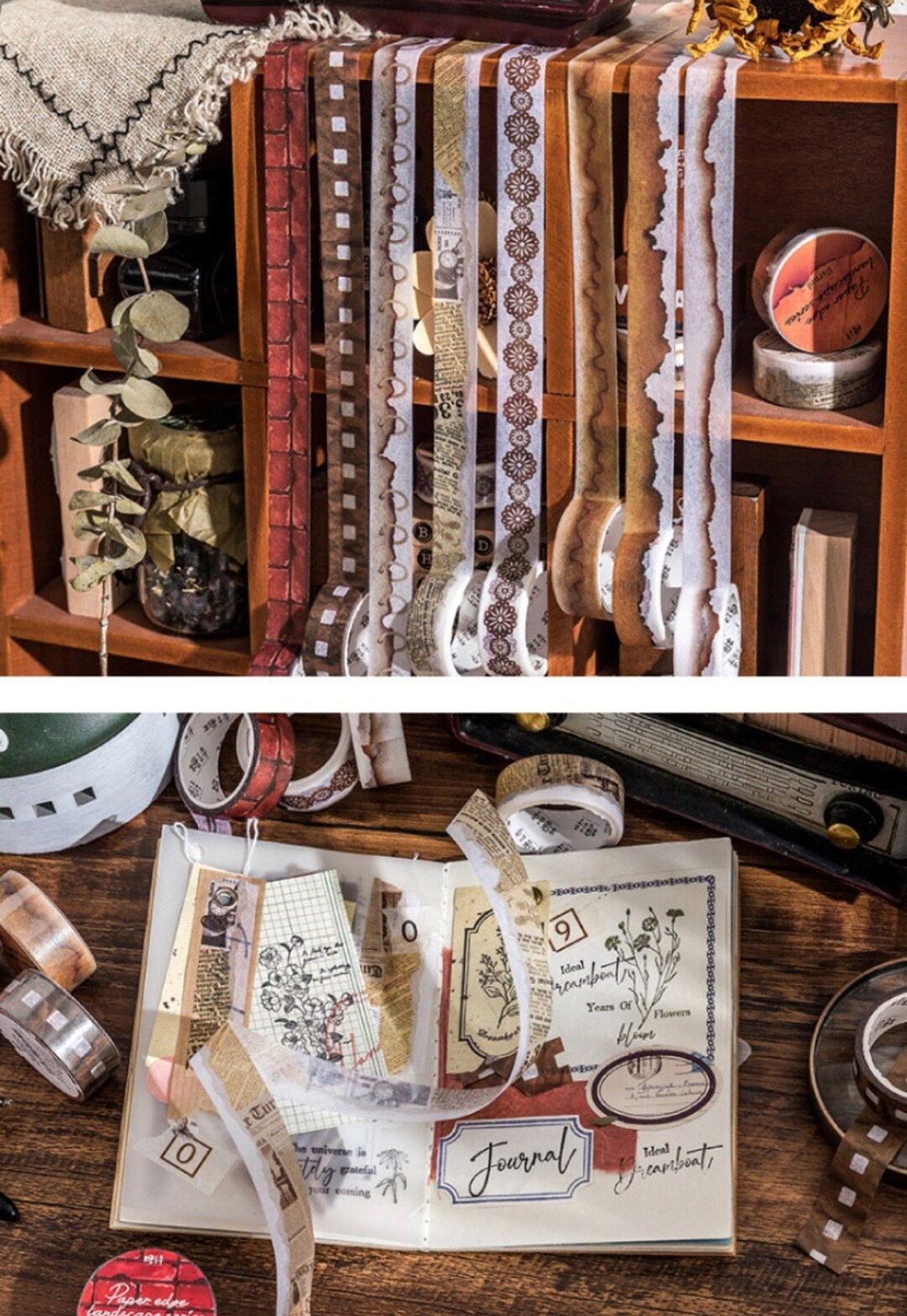 Burn Effect Tape, Vintage Inspired Washi Tapes, Masking Tape, Journal