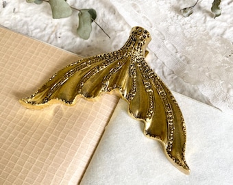 Vintage Style Journal Clips, Gold Gilded Mermaid Tail Clip, Fish Tail Clips, Metal Clip,Hand Clips,Brass Clip for Journal,Scrapbook,Crafting