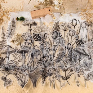 20 Stück Vintage inspirierte Blumen-Aufkleber, Pflanzen-Aufkleber, Journal-Aufkleber, Blumen-Aufkleber, botanische Aufkleber für Junk Journal, Scrapbook
