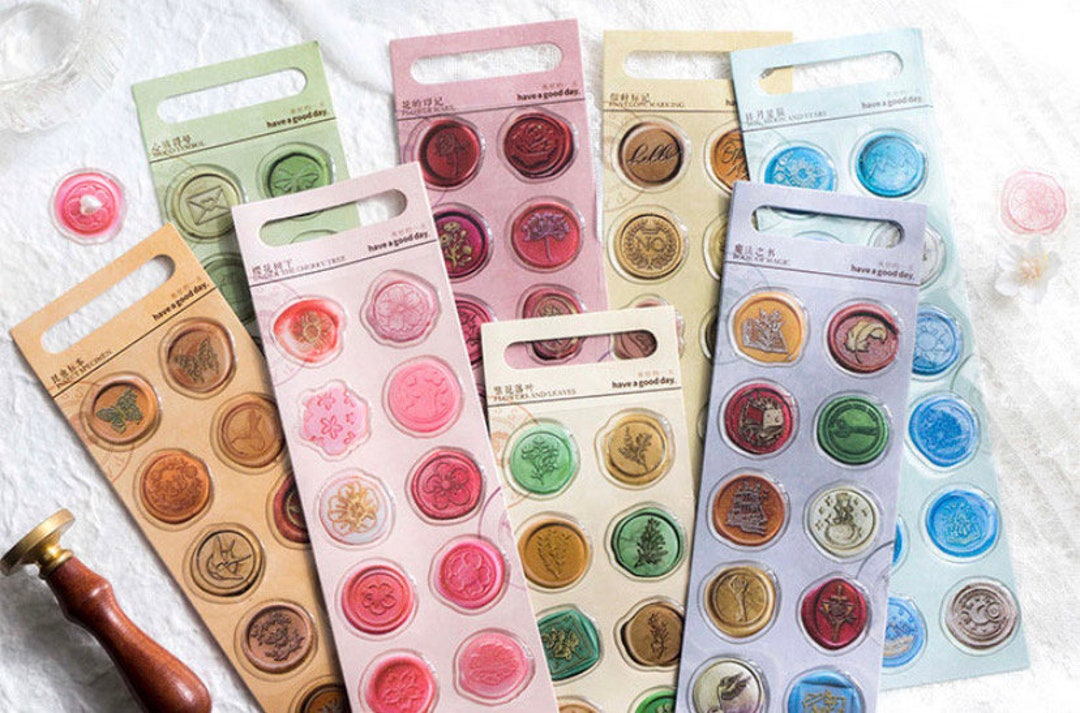 12pcs Wax Seal Stickers, Envelope Sealing Stickers, Sealant Stickers