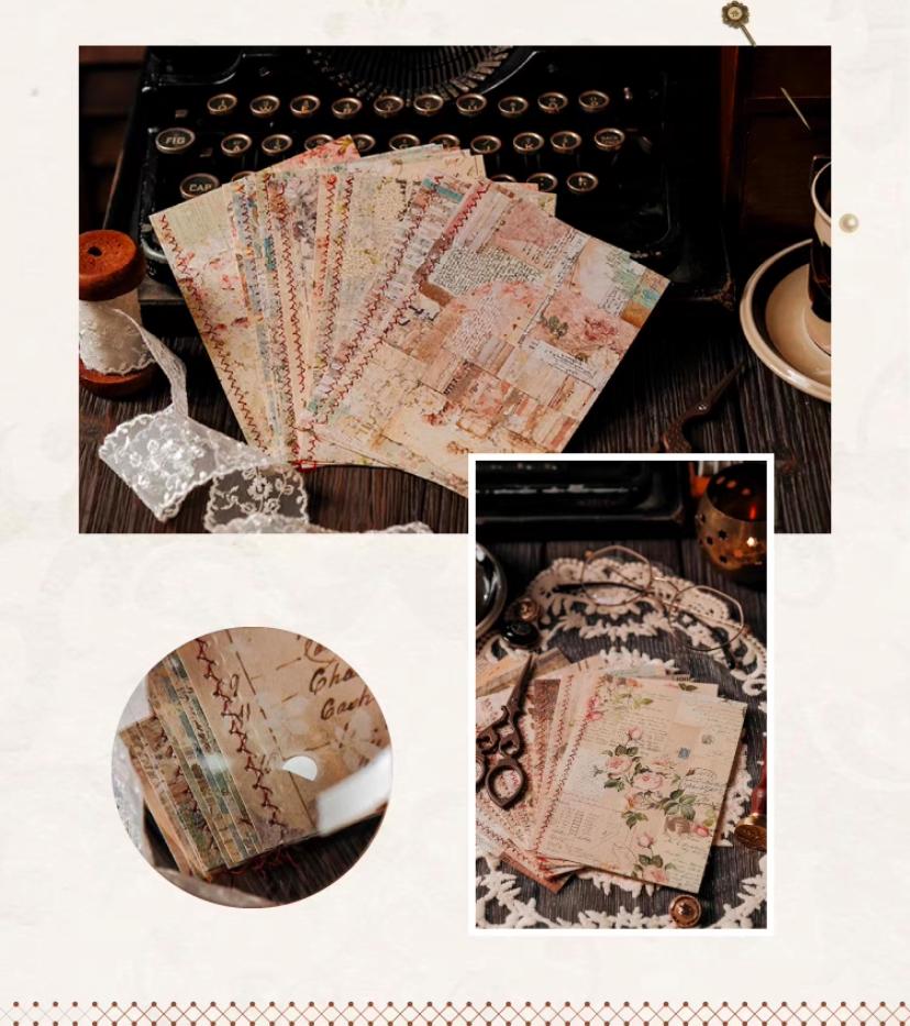 Vintage Scrapbook Paper With Sewing Threads, Junk Journal Kit, Collage ...