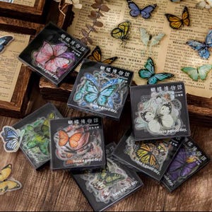 50 adesivos de borboleta, adesivos de borboletas multicoloridas para diário, planejador, diário de lixo, scrapbooking, criação de cartões, à prova d'água