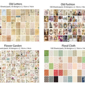 100 Sheets Scrapbook Paper Booklet, Vintage Style Collage Paper, Deco ...