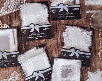 30pcs Hollow Lace Stickers, Frame Stickers, Border Stickers, Ephemera, Vintage Junk Journal Kit for Scrapbooking, Card Making, Journaling