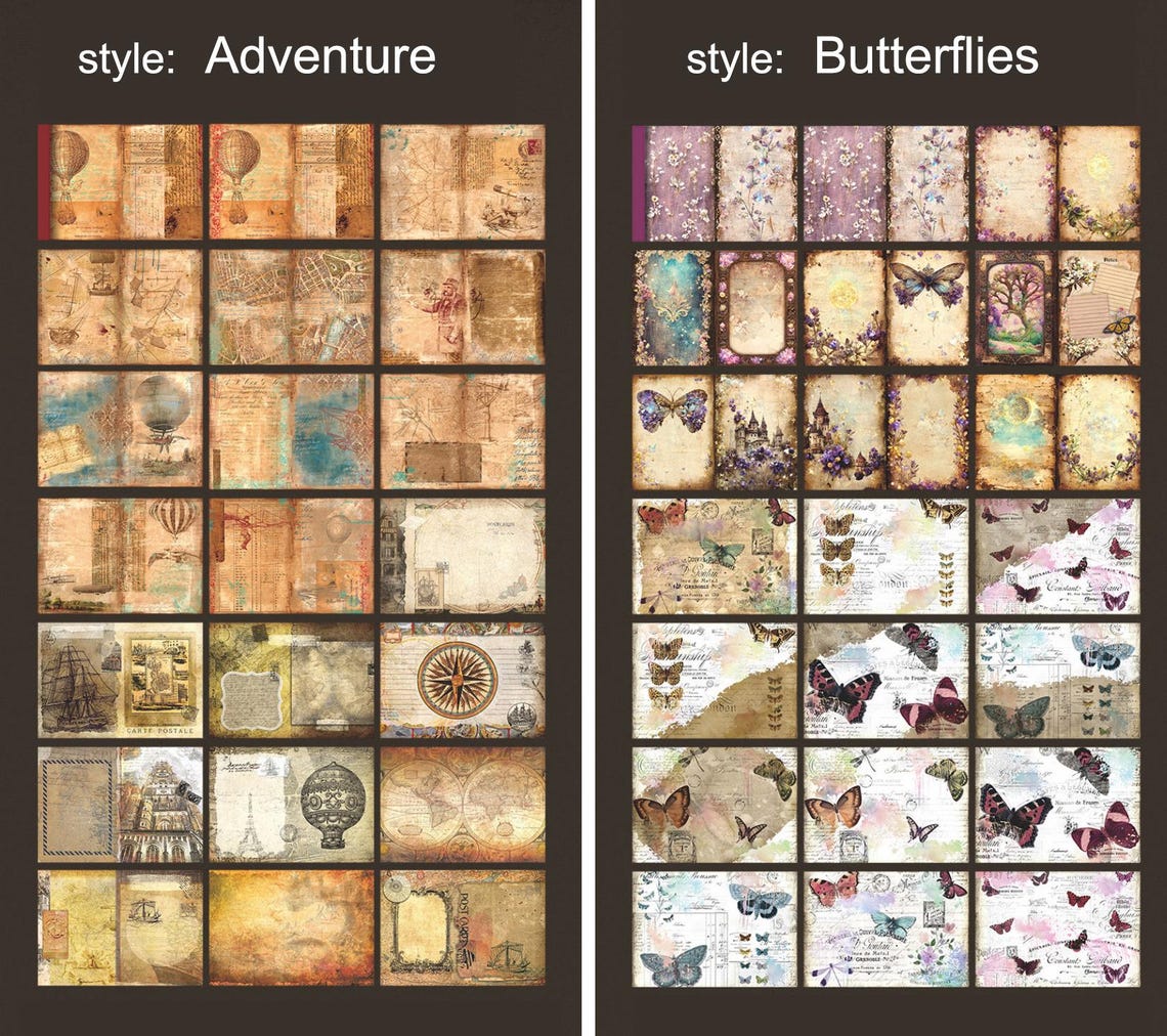 40 Vintage Style Scrapbook Paper, Fantasy Collage Paper,deco Paper ...