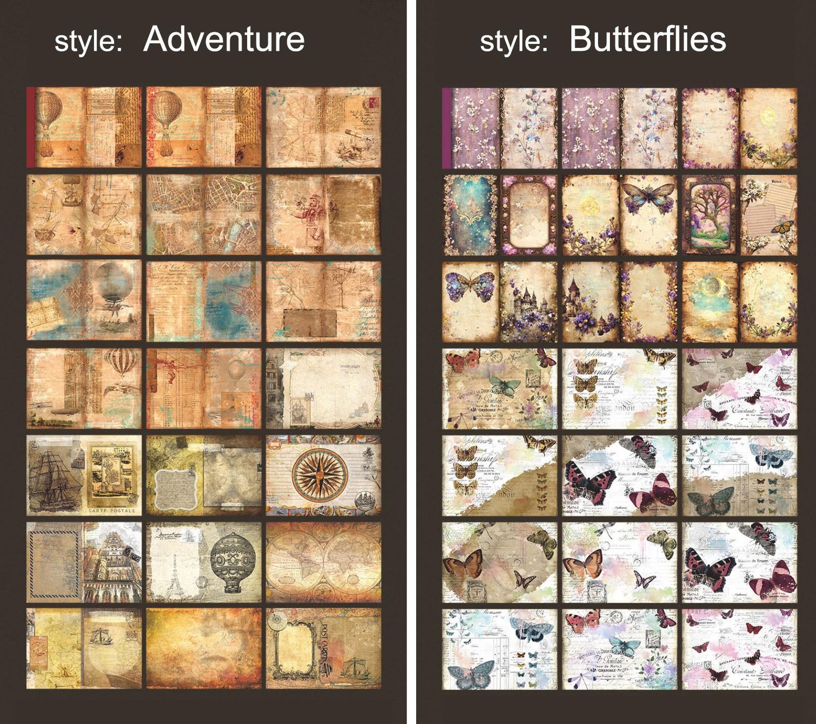 40 Vintage Style Scrapbook Paper, Fantasy Collage Paper,deco Paper ...