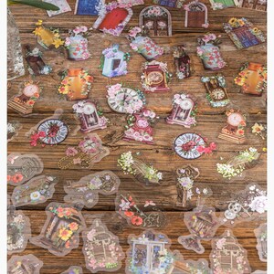 Paquete de 30 pegatinas de inspiración vintage, pegatinas florales, kit de diario basura, efímeras, pegatinas de diario para diario basura, álbumes de recortes, collage