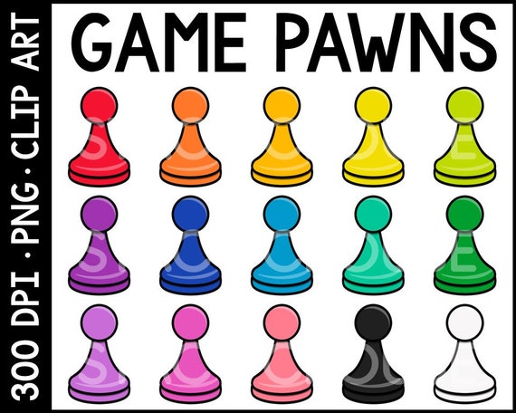 Game Pawns Clip Art with 16 Colors of Game Pieces [Movable Pieces OK]