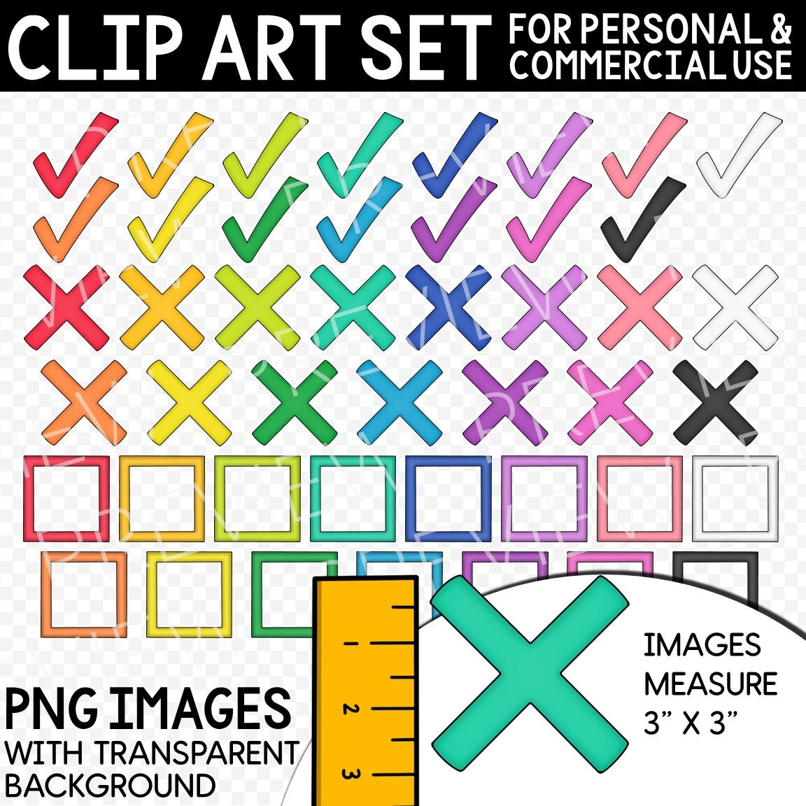 Check Marks, X Marks, Checkboxes, Clip Art, Moveable Clip Art, Clip Art