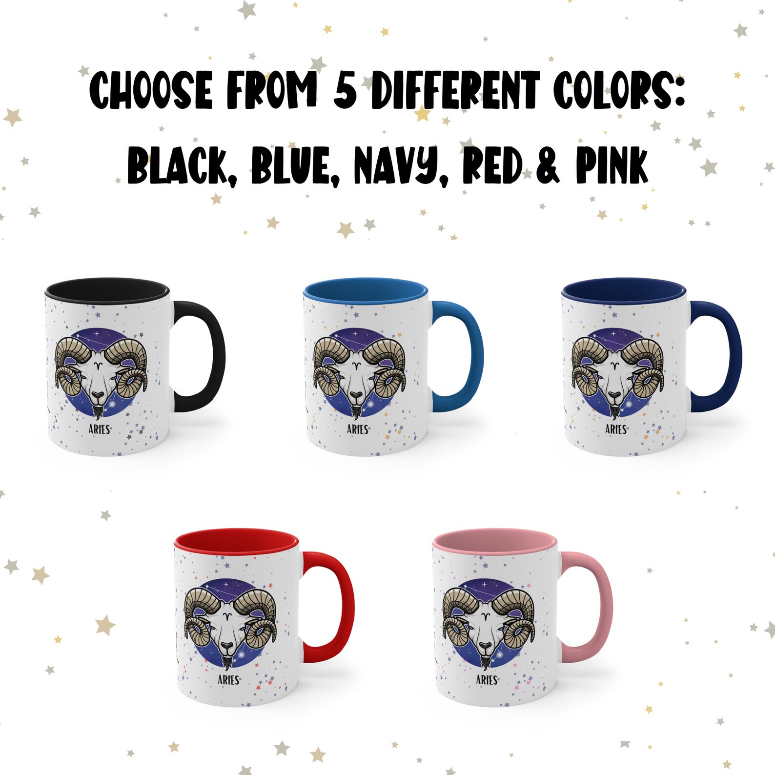 Aries Coffee Mug Personalized With Name, Zodiac Gift for Him, Zodiac