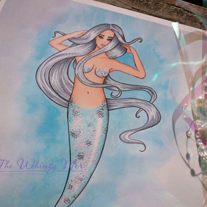 Ice Princess, Mermaid Art, Mermaid print, Mermaid bathroom decor, Mermaid nursery decor, Pink Mermaid, Blue Mermaid, Fantasy Art Print