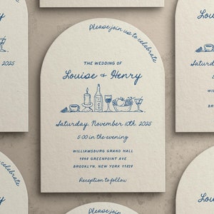 Hand Drawn Arch Wedding Invitation Suite Template Whimsical Wedding Invite Hand Illustrated Invitation Handwritten Colorful Arch Louise