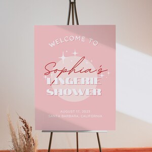 Lingerie Shower Sign Template Lingerie Bridal Shower Welcome Sign Lingerie Shower Poster Printable Lingerie Shower Welcome Board DIY Sophia