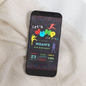 Jump Party Evite Template, Trampoline Birthday Electronic Invitation, Trampoline Park Party Digital Invite, Bounce House Let&#39;s Jump Evite,