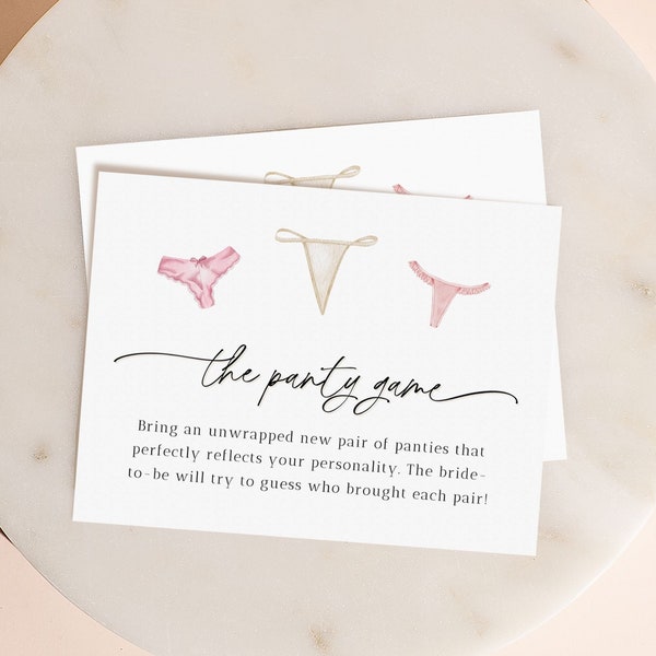 The Panty Game Card Template, Editable Lingerie Shower Panty Game Card, Printable Bridal Shower Game Card, Panty Game Instant Download Lucia