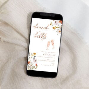Wildflower Bridal Shower Brunch Evite Template, Floral Bridal Brunch Electronic Invitation, Boho Flower Digital Invite, Instant Evite Canva
