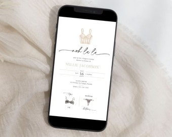 Lucia Lingerie Shower Electronic Invitation Template, Lingerie Bridal Shower Evite, Watercolor Lingerie Digital Invite, Bridal Shower, Canva