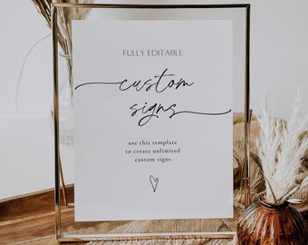 Customizable Sign Template Custom Minimalist Wedding Sign Printable Custom Wedding Signs Minimalist Shower Sign Wedding Canva Template Mara