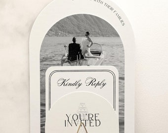 Old Money Wedding Invitation Arch Template Suite Arch Photo Wedding Invitation Modern Black and White Classic Invite Hand Drawn Madeleine