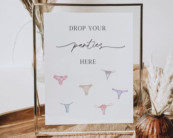 The Panty Game Sign Template, Editable Lingerie Shower Panty Game Sign, Printable Drop Your Panties Game Sign, Instant Download, DIY, Lucia