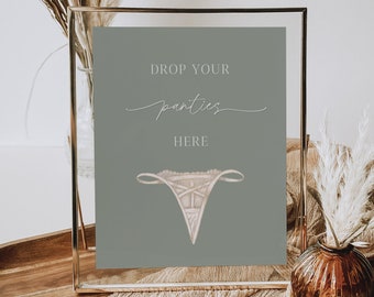 Sage Panty Game Sign Template, Printable Sage Green Lingerie Shower Panty Game Sign, Editable Bridal Shower Game Sign Instant Download Lucia