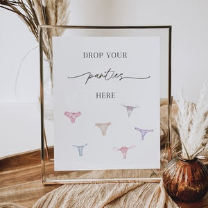 The Panty Game Sign Template, Editable Lingerie Shower Panty Game Sign, Printable Drop Your Panties Game Sign, Instant Download, DIY, Lucia