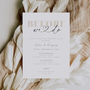 Minimalist Rehearsal Dinner Invitation Template Before We Do Invitation Printable Modern Rehearsal Invite Rehearsal Dinner Beige Canva Mara