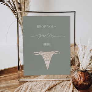 Sage Panty Game Sign Template, Printable Sage Green Lingerie Shower Panty Game Sign, Editable Bridal Shower Game Sign Instant Download Lucia