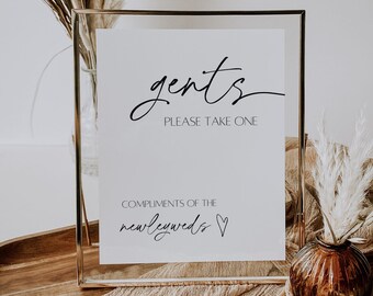 Modern Gents Take One Sign Template Printable Ladies and Gents Wedding Favors Sign Compliments Of Bride and Groom Sign Instant Canva Mara