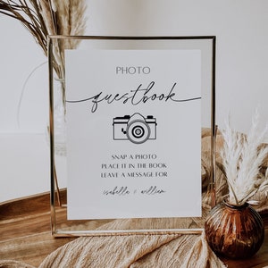 Photo Guest Book Sign Printable Wedding Photo Guest Book Photo Guestbook Sign Template Modern Polaroid Guestbook Sign Canva Template Mara