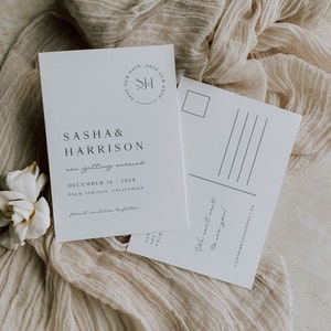 Minimalist Save Our Date Postcard Template Modern Save the Date Postcard Printable Simple Elegant Save the Date Card Instant Canva | Sasha