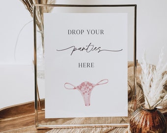 The Panty Game Sign Template, Editable Lingerie Shower Panty Game Sign, Printable Drop Your Panties Game Sign, Instant Download, DIY, Lucia