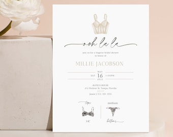 Lucia Lingerie Shower Invitation Template, Lingerie Bridal Shower Invite, Watercolor Lingerie Invitation, Printable Bridal Shower Invite DIY