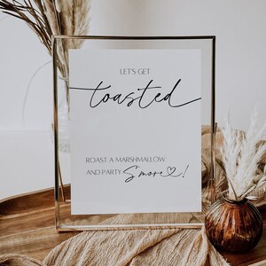 Roast a Marshmallow and Party S&#39;more Sign Printable S&#39;more Wedding Sign Minimalist S&#39;more Station Wedding Editable Instant Canva DIY Mara