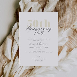 Minimalist 50th Anniversary Party Invitation Template Modern Gold Anniversary Invitation 50th Wedding Anniversary Neutral Invite Modern Nina