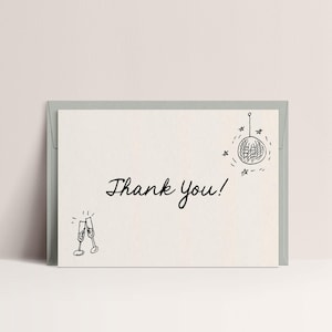 Hand Drawn Thank You Card Template Illustrated Wedding Thank You Card Handwritten Thank You Note Fun Thank You Cards Whimsical Doodle Margot