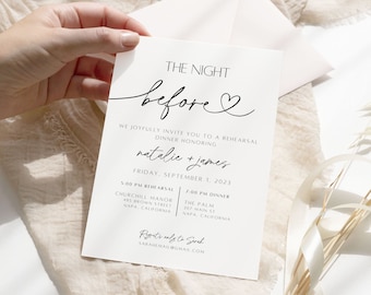 Minimalist Rehearsal Dinner Invitation Template The Night Before Invitation Printable Modern Rehearsal Invite Rehearsal Dinner Elegant Mara