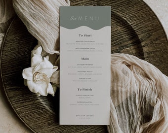 Minimalist Wedding Menu Template Modern Sage Green Wedding Dinner Menu Printable Dinner Menu Unique Reception Dinner Menu Card Canva Emilie