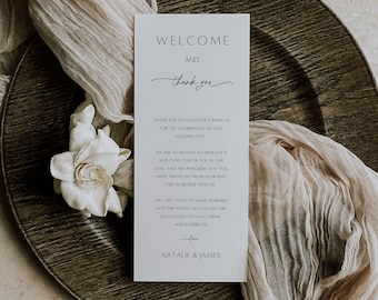 Wedding Welcome Place Card Template Wedding Thank You Napkin Note Welcome Note Place Setting DIY Guest Thank You Place Card Canva DIY Elle