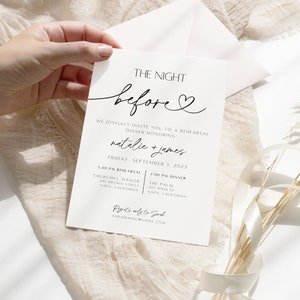 Minimalist Rehearsal Dinner Invitation Template The Night Before Invitation Printable Modern Rehearsal Invite Rehearsal Dinner Elegant Mara