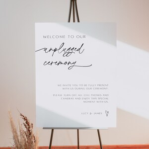 Minimalist Unplugged Ceremony Sign Template Unplugged Ceremony Printable Sign Modern Wedding Ceremony Unplugged Poster Canva DIY Sign Mara