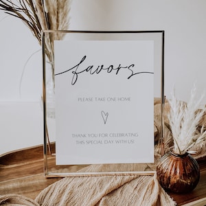 Wedding Favors Sign Template,  Printable Party Favors Sign, Minimalist Favors Sign DIY, Please Take One Sign, Instant Download, Canva | Mara