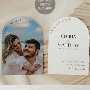 Minimalist Arch Photo Save the Date Template Modern Editable Photo Save the Date Card Printable Arch Photo Save Our Date Download DIY Lola