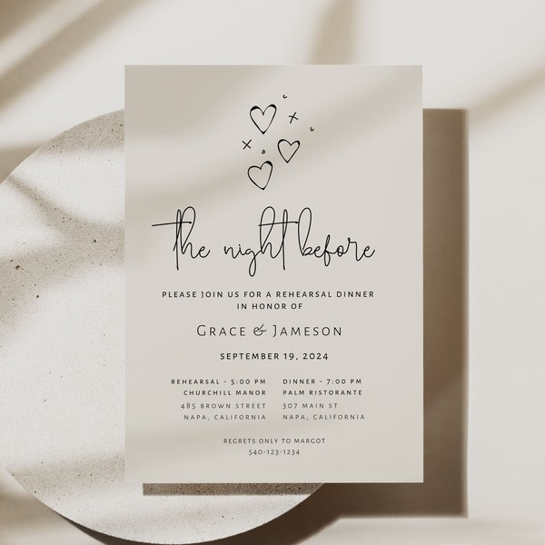 Cute Rehearsal Dinner Invite Template The Night Before Invitation for Rehearsal Dinner Printable Rehearsal Invite Funky Handwritten Grace