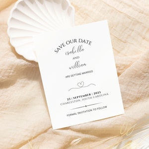 Postcard Save the Date Template Modern Minimalist Editable Save the Date Printable Double Sided Postcard Save Our Date DIY Postcard Bella