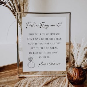 Ring Game Bridal Shower Sign Template Minimalist Don&#39;t Say Bride Game Printable Bridal Shower Put A Ring On It Game Sign Editable | Mara